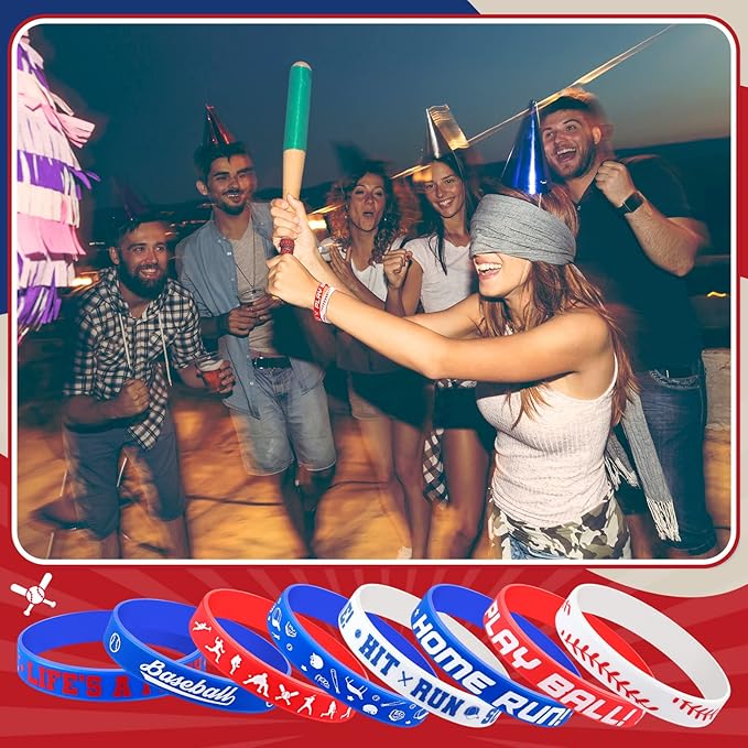 160 Pieces Baseball Silicone Rubber Bracelets Motivational Rubber Wristbands Baseball Party Favors Baseball Bracelet Baseball Wristbands for Kids Adults Baseball Theme Party Birthday Favors, 8 Designs