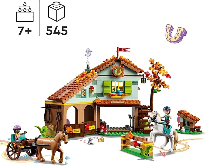 Lego Friends Autumn’s Horse Stable 41745 Building Toy, Role-Play Fun for Kids Ages 7+, with 2 Mini-Dolls and 2 Horses, Carriage and Riding Accessories, A Gift Birthday Gift for Kids Who Love Horses