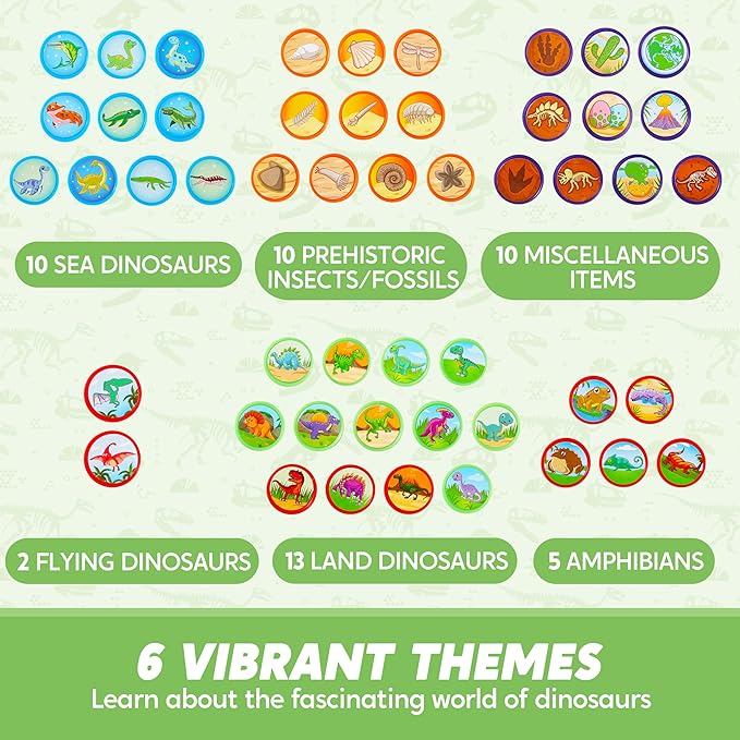 JOYIN 50PCS Dinosaur Stamps for Kids, 50 Different Designs, Fossils, Sea Dinosaurs, Stamps for Dinosaur Party Favor Bags, Easter Egg Stuffers, Halloween, Christmas, Birthday Gift