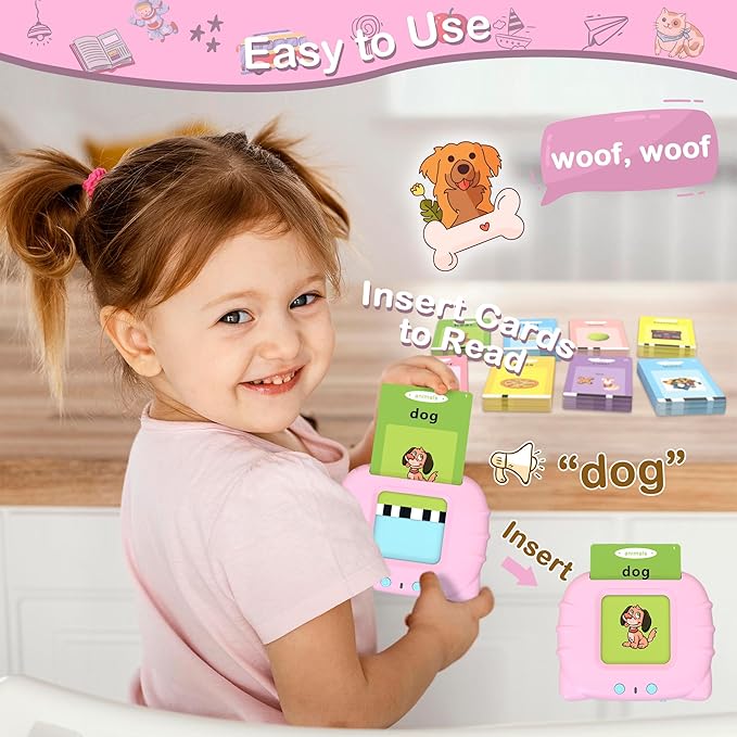 Pocket Speech for Toddlers with 384 Words, Birthday Gift toys for 1 2 3 4 5 Years Old Girls, Talking Flash Cards Educational Toddler Toys, Montessori Sensory Toys for Autism Kids, Learning Toddler Toy