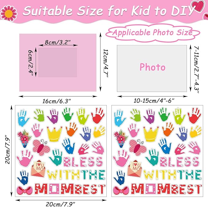 30 Packs Mother's Day Picture Frame Craft Kits for Kids Mother's Daytime DIY Craft Flower Bee Butterfly Easter Art Favor Home Classroom Game Activities Bulletin Board Decoration