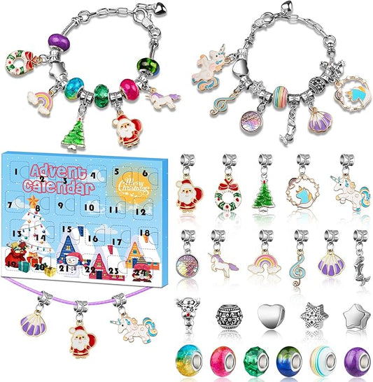 Girls Advent Calendar 2024, Charm Bracelets Making Kit for Kids Christmas Countdown Calendars 24 Days Xmas Jewelry Making Kit for Girls 6-7, Teens Teenagers Girl 8-12 & Women Arts and Crafts Gift Toys