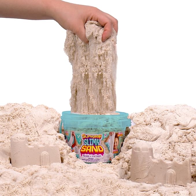 by Horizon Group USA, 1.5 Lbs of Stretchable, Expandable, Moldable Cloud Slime, Non Stick, Slimy Play in A Reusable Bucket, Sand- A Sensory Activity