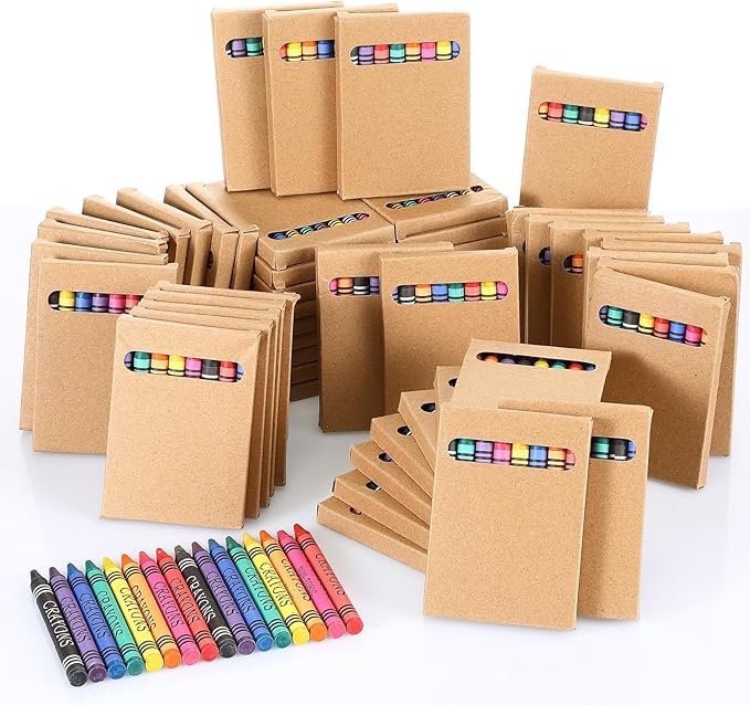Crayons Bulk 8 Different Color Crayon Wrapped Wax Mini Boxes Bulk Party Favors Packs for Classroom Home Birthdays School Teachers(50 Packs)