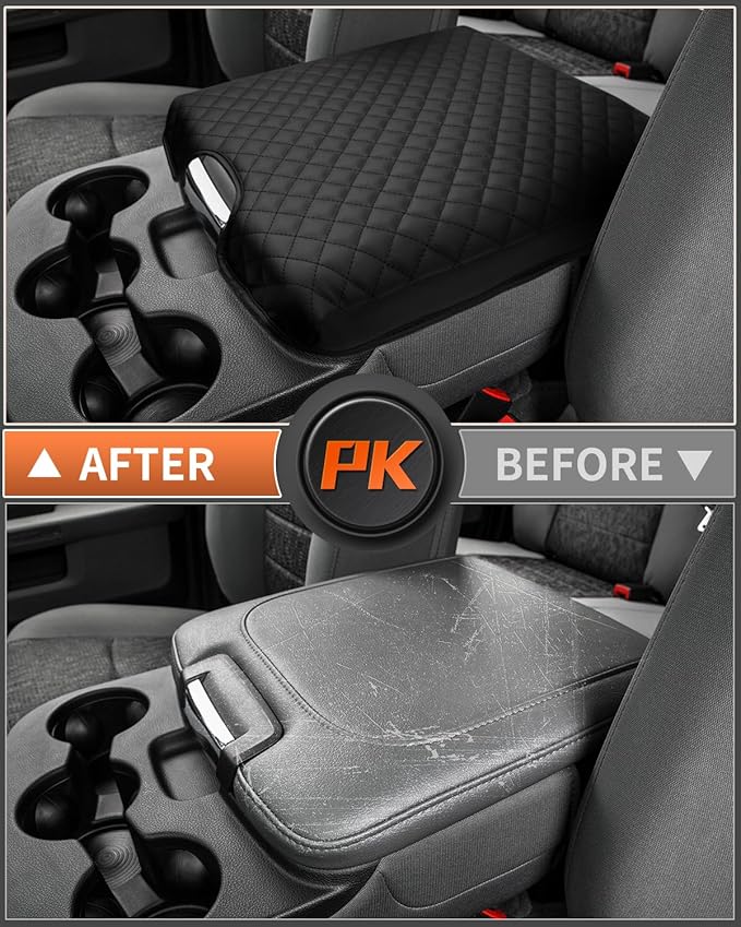 Shademax Center Console Cover for 2013-2018 Ram 1500 & 2013-2024 Ram 2500/3500/1500 Classic Accessories Armrest Cover Cushion Pad for Jump Seat Console Leather Armrest Seat Box Console Lid Protector