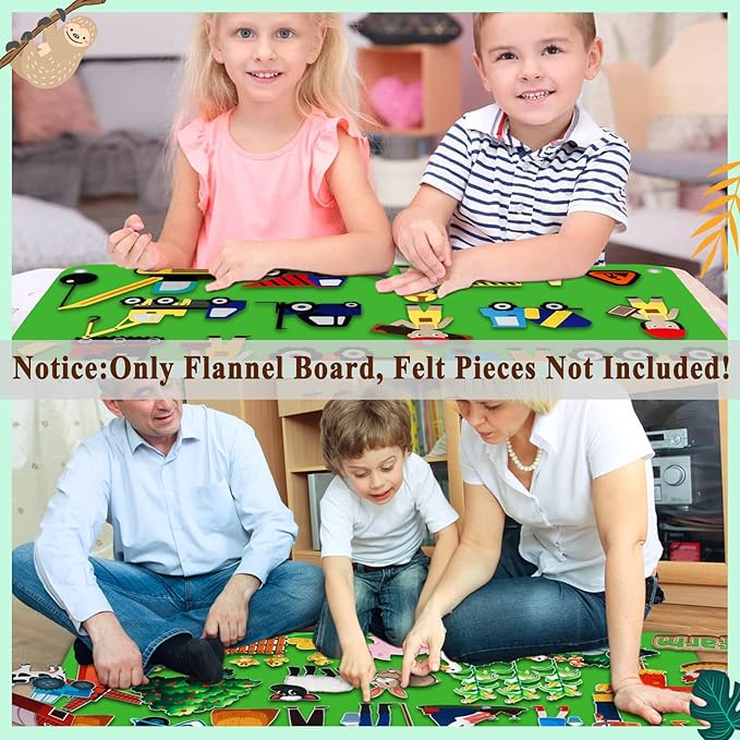 Craftstory 3.5 Feet Flannel-Board for Toddlers Preschool as Kids Felt Stories Activities Play Kits Wall-Hanging Birthday Gifts (Green)