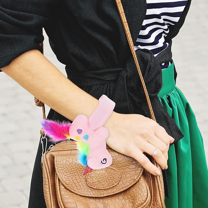 ibasenice Animal Slap Bracelet Party Pack - 6 Colorful Plush Unicorn Slap Wrist Bands for Kids, Perfect for Birthdays, Favors, and Holiday Celebrations