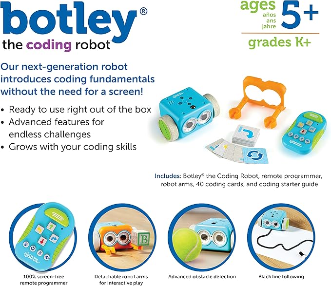 Learning Resources Botley The Coding Robot - 45 Pieces, Ages 5+ Screen- Free Coding Toys, Coding STEM Toy for Kids, Coding for Kids