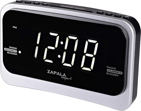 Alarm Clock Radio for Bedroom, 2 Alarms Big LED Display Plug in Simple Basic Digital FM Clock Radio with USB Charging Port, Adjustable Volume, Dimmable, Snooze for Deep Sleepers Kids