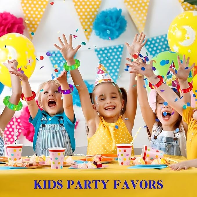 Light Up Glow Necklaces Bracelets Party Favors Accessories for Toddlers, Glow Sticks Pop Tubes for kids, Glow Birthday Camping Wedding Party Supplies Decorations for Boys Girls (Blue 6-pack)