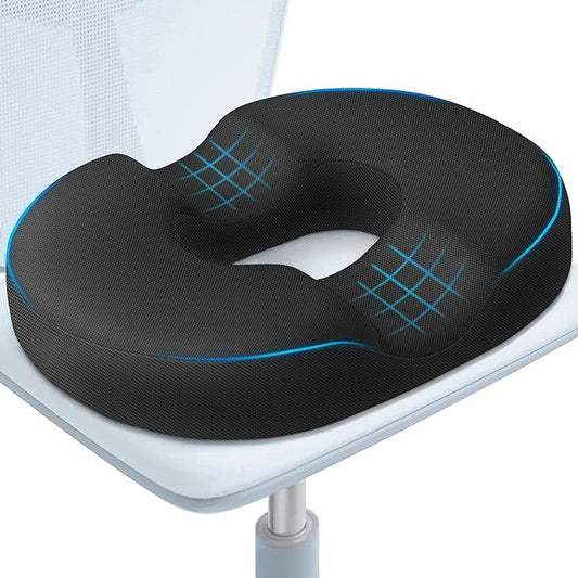 BlissTrends Donut Pillow Seat Cushion, Donut Chair Cushions for Postpartum Pregnancy & Hemorrhoids, Tailbone Pain Relief Cushion, Memory Foam Lifting Cushions for Office & home Chairs (Black, X-Large)