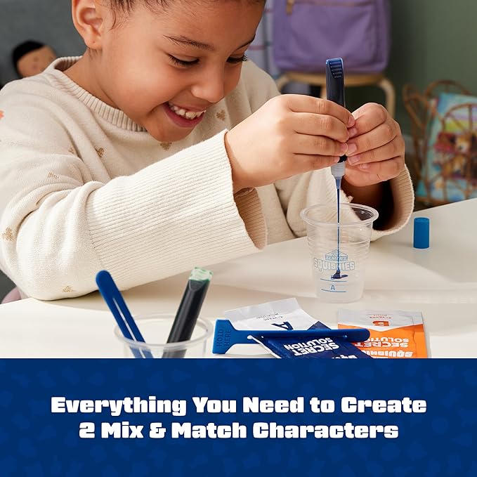 Elmer’s Squishies Mix and Match, DIY Squishy Toys, Kids Crafts, Creates 2 Mix and Match Characters, 12 Piece Kit