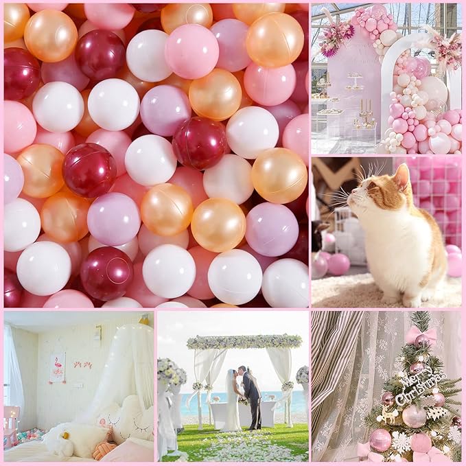 GOGOSO Pink Balls for Ball Pit - Pack of 100 Ball Pits Ball Pink, BPA Free Plastic Ball Toys Crush Proof Ocean Balls Phthalate Free for Girls Toddlers Indoor Outdoor - Pearl Pink Colors