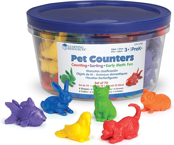 Learning Resources Domestic Pets Counters, Educational Counting and Sorting Toy, Set of 72
