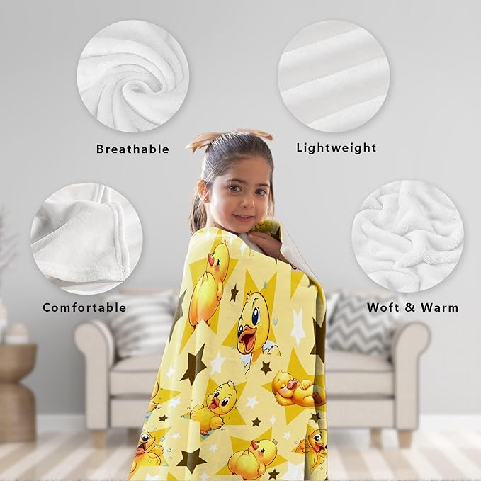 Aparajita Yellow Star Ducks Adult Duck Blanket Kids Funny Blanket Suitable for Bedroom Bed Sofa Crib Couch Chair Outdoor All Season Items That Yellow Duck Lovers Will Love 80"x60"for Adult