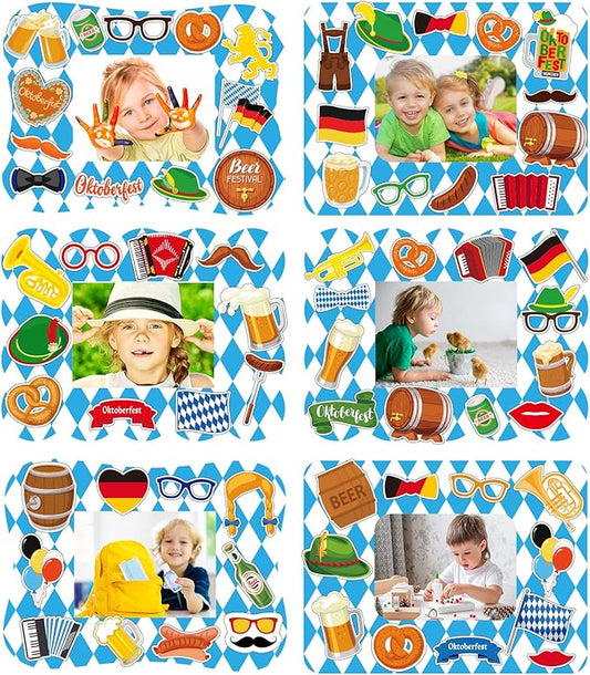30 Packs Oktoberfest Picture Frame Craft Kits for Kids Oktoberfest DIY Craft Set with Germen Bavarian Festival Stickers Home Classroom Indoor Game Activities