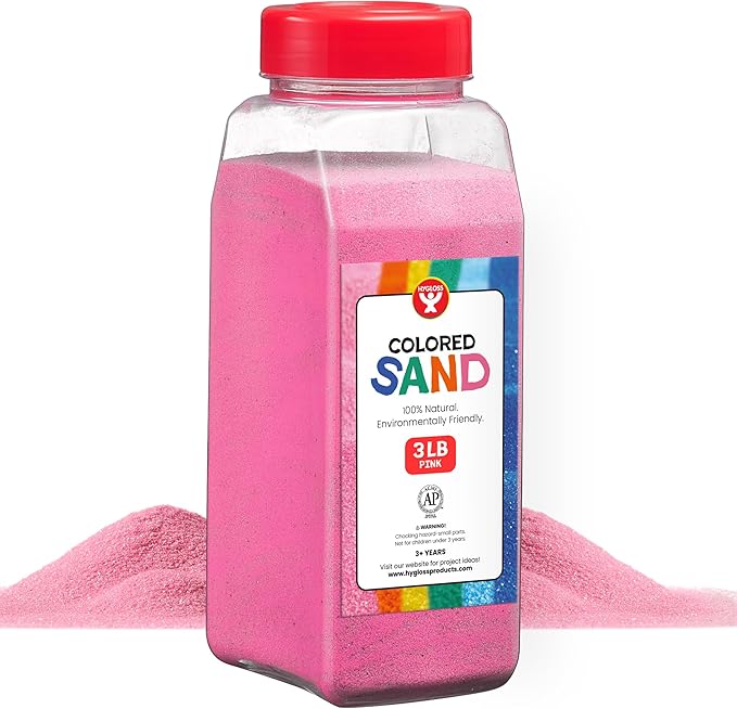 Hygloss Products Colored Play Sand - Assorted Colorful Craft Art Bucket O' Sand, Pink, 3 lb