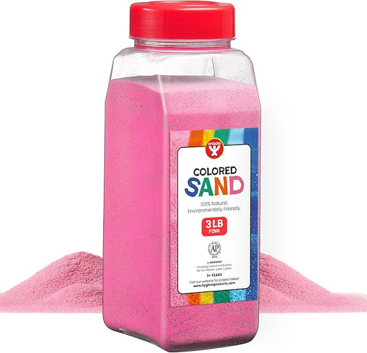Hygloss Products Colored Play Sand - Assorted Colorful Craft Art Bucket O' Sand, Pink, 3 lb