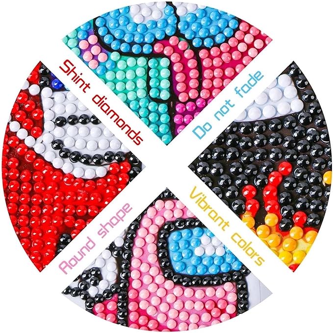 24Pcs Diamond Art Stickers Kits for Kids, DIY Cartoon Paint by Numbers Diamonds Mosaic Stickers for Kids Arts Diamond Craft Stickers for Kids and Adult Beginners