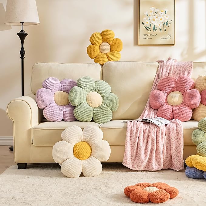 3 Pcs Flower Pillow Flowers Shaped Pillows Cushion Decorative Daisy Pillow for Bed Cute Throw Pillow Flower Floor Pillow Soft Seat Cushion 15.7"