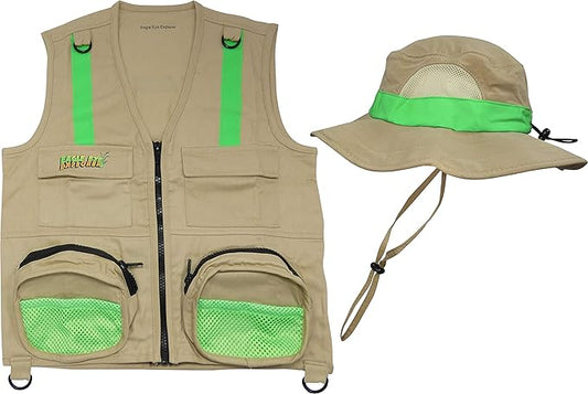 Adult Size L/XL Exploration Safety Vest (Large/X-Large, Tan Vest with Tan Hat)