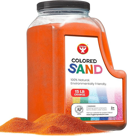 Hygloss Colored Play Sand – 15 lb Orange Craft Sand for Sand Art, Christmas Gifts & Decorations, DIY Projects, Classroom Activities, and Plant Décor – Fine, Non-Toxic Sand, Safe for Kids Ages 3+