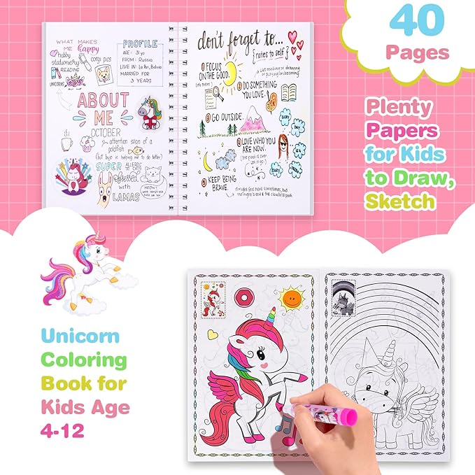 Art Supplies for Kids,66PCS Drawing Kits with Unicorn Storage Case for Girls Age 4-12,Art Case Coloring Sets,Crayon,Colored Pencils,Coloring Book Sketch Book Drawing Stuff,Gift Toys for Girls Age 5-10