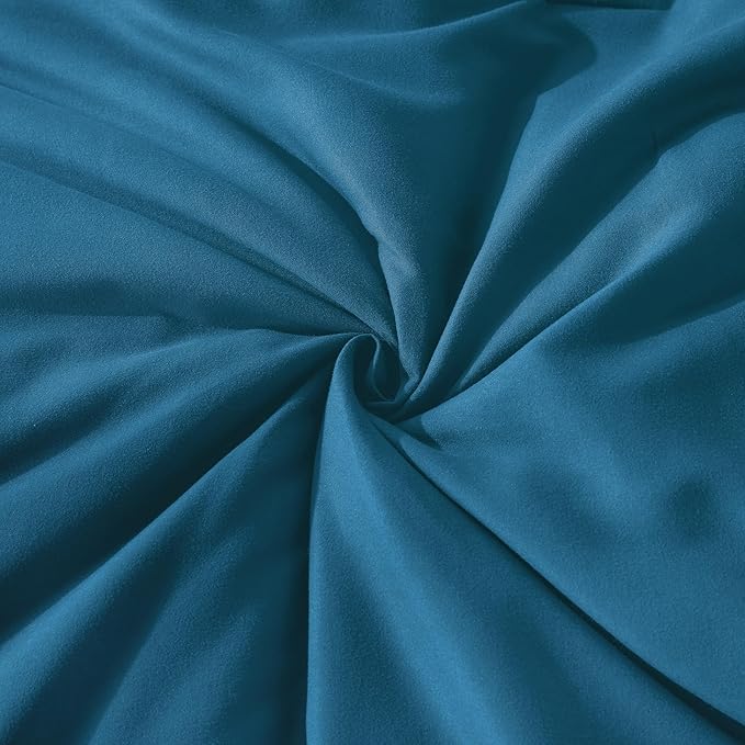 Andency Teal Ruffle Comforter Full (79x90Inch), 3 Pieces(1 Ruffled Comforter and 2 Pillowcases) Solid Farmhouse Shabby Chic Bed, Vintage Rustic Soft Microfiber Bedding Set