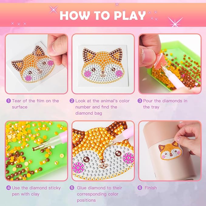 24 Pack Kid's Valentine's Day Cards with 5D Diamond Sticker Kits For Kids, Painting Craft Gift for Girls and Boys School Valentine Exchange Gift, Valentine's Party Favors Supplies & Art Activity