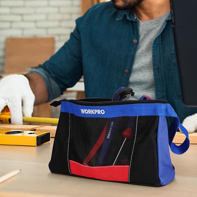 WORKPRO 12" Tool Pouches with Zipper, Utility Bag Pouch for Tool Organizers and Storage, Small Tool Bag, Multipurpose Storage pouch 2-Pack