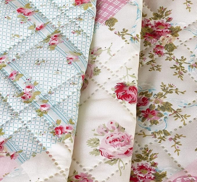 Brilliant Sunshine Pink and Green Rose Patchwork Sofa Armrest 5 Pockets Organizer, Slip Resistant Armchair Caddy, Washable Remote Controls Holder, Storage for Magazine, Tablet, 35×13", Pink Green