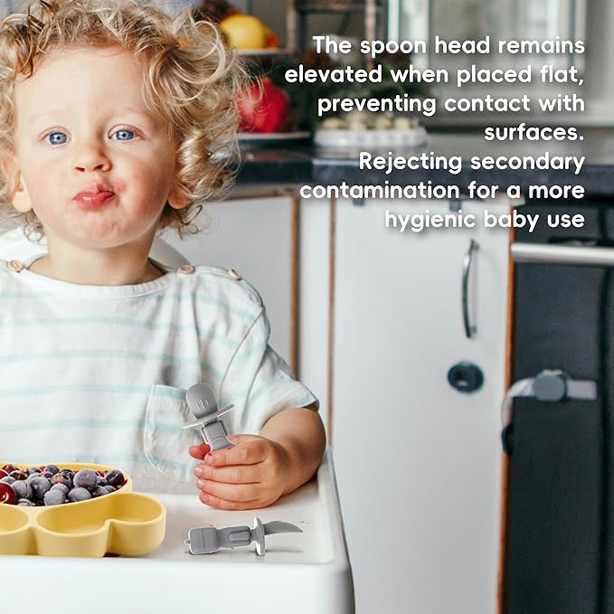 3PCS Baby Spoons, Silicone Baby Spoons Self Feeding 6+ Months Robot Baby Utensils Baby Led Weaning Spoons with Anti Choke Barrier First Stage Training Toddler Spoons, BPA Free (Pink)