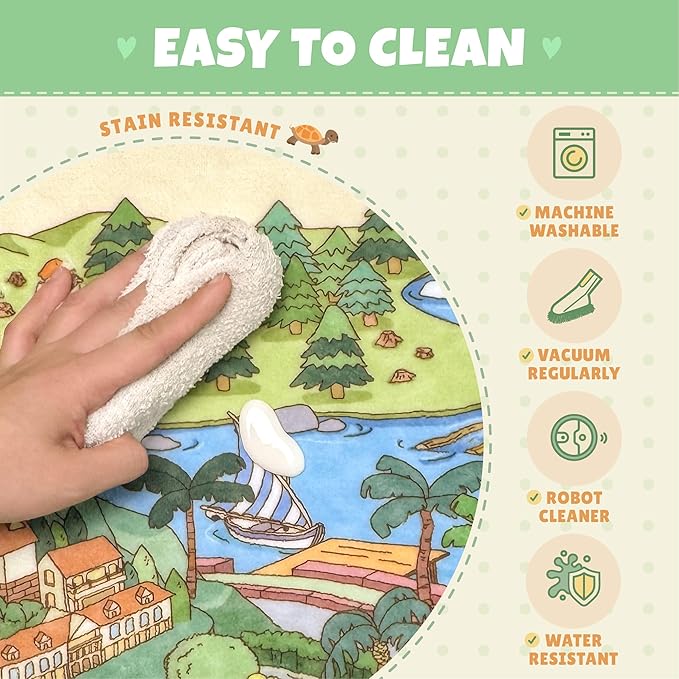 Large Kids Area Rug 6x9 – Interactive North America Map Carpet with States, Animals & Famous Landmarks – Soft Non-Slip Learning Play Mat for Kindergarten, School, or Bedroom Décor