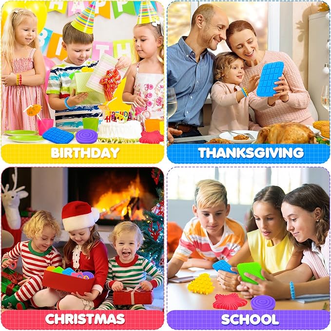 Fidget Sensory Toys for Kids Toddlers: 16 Pack Super Soft & Textured Squishy Sensory Fidget Toys for Autistic Children Special Needs | Sensory Stretchy Toys | Calm Down Toy for Toddler Girls Boys