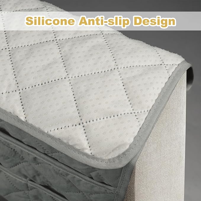 Remote Control Holder for Recliner,Armchair Caddy,Non Slip Sofa Armrest Storage Organizer for Recliner Couch with 6 Pockets for TV Remote,Cell Phone,Magazine (Grey)