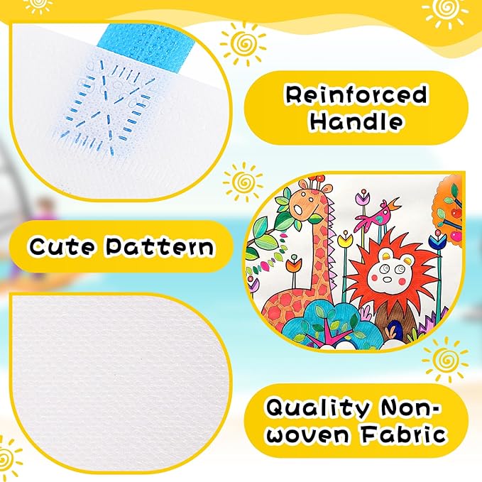 Loccmat 48 Pcs Coloring Goodie Bags for Kids,Reusable Art Party Favor Bags,Non Woven Coloring Totes,Color Your Own Bag,Graffiti Goodie Bags,Birthday Party Favor Bags (22 Styles,240 Colorful Pens)