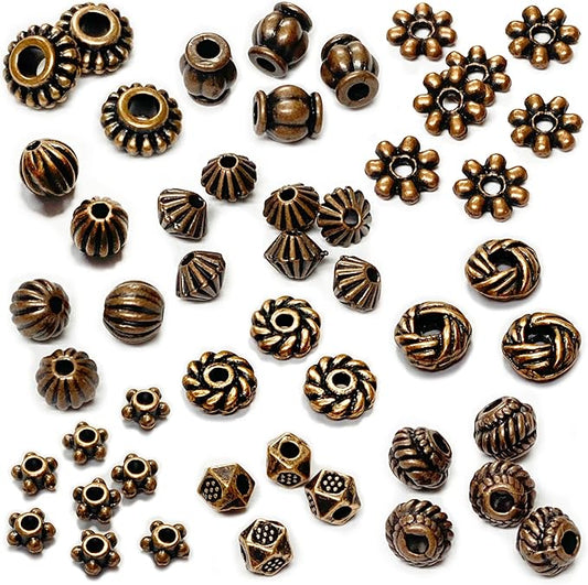 Antique Copper Beads for Jewelry Making Spacer Beads & Bead Assortments for Bracelet Necklace Earring Making Copper Craft Supplies Beads Copper Jewelry Findings Small Seed Beads Jewelry Set 500Pcs