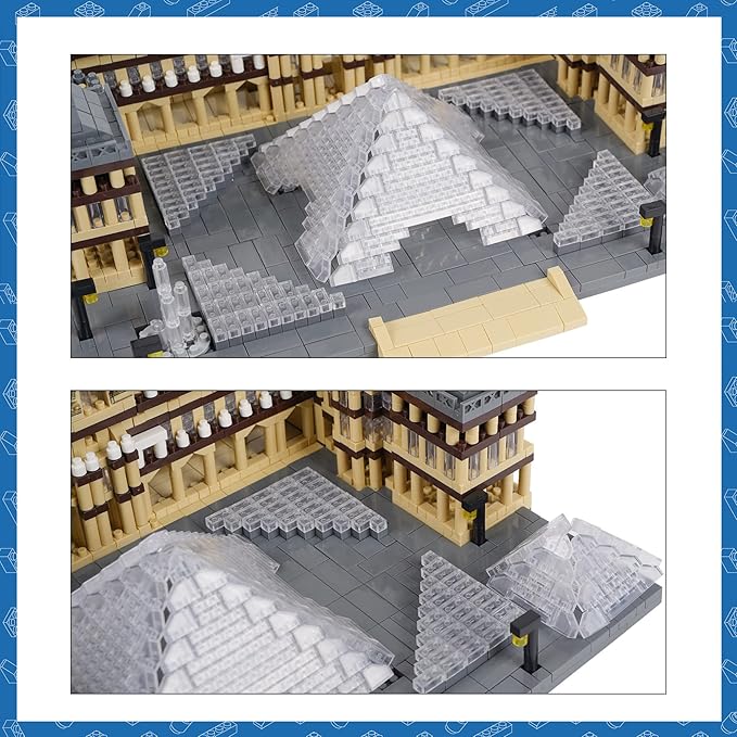 Architecture Louvre Micro Building Blocks Set, 3377 PCS World Famous Architectural Model Educational Toys Building Bricks