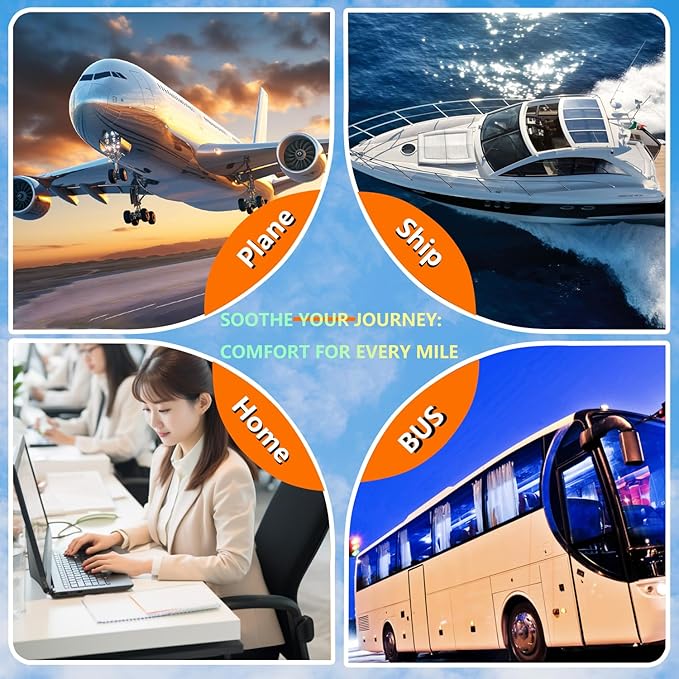 Perfitel Airplane Footrest Hammock, Adjustable Portable Travel Footrest with Thickened Foam, PVC Board, Breathable Soft Lining (Black)