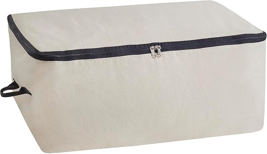 Canvas Under Bed Storage Bags - Canvas Storage Bags with Zipper for Comforters, Blankets & Pillows - Extra Large Bags for Bed Linen Storage - Breathable, Sturdy, Double Stitched with Handles (1 Bag)