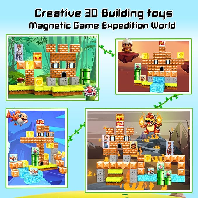 Magnetic Blocks-Building Toys Games Elements,Magnet Toys for Boys & Girls Ages 3-5 5-7 6-8,Creative Montessori Sensory Toys,Fun Birthday Gift for 3+ Years Old