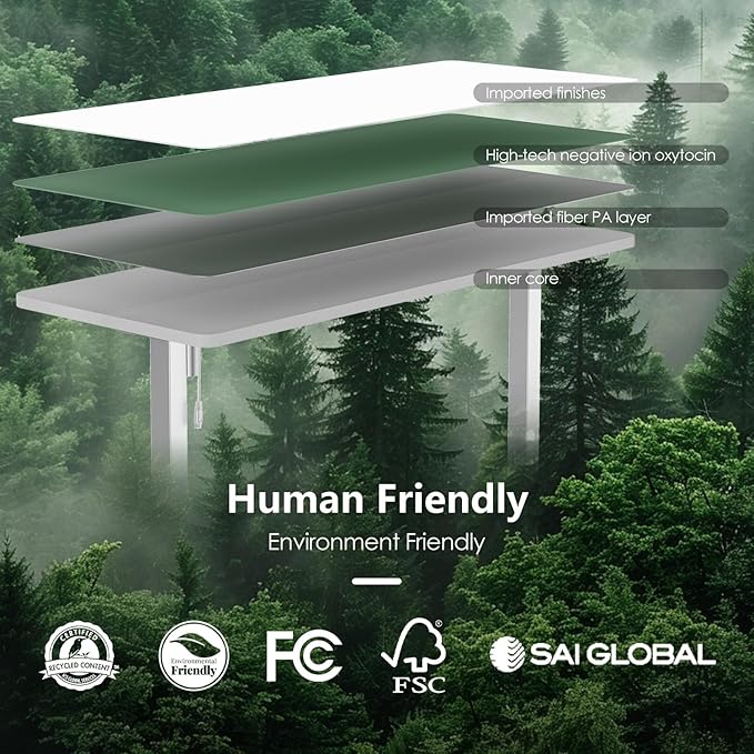 Monomi Electric Standing Desk, 47.2 Inch Height Adjustable Sit Stand Up Ergonomic Home Office Computer PC Desks, Gaming Writing Study Bedroom Rising Table, Tall Standup Workstation, White