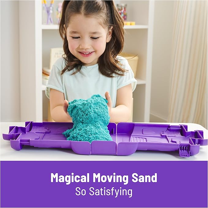 Kinetic Sand, Castle Case with 1lb Teal Play Sand, Storage Container, Sensory Toys for Kids Ages 3 and up