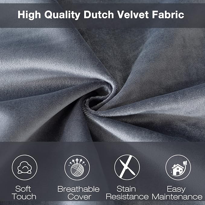 Large Bean Bag Chair: 3 ft Memory Foam Bean Bag Chairs for Adults/Kids,Bean Bag Chair with Fillings,Soft Faux Fur Fabric - Dutch Velvet, Grey, 3 Foot