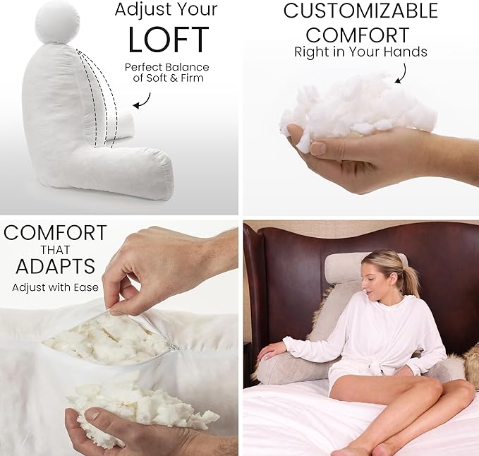 Husband Pillow XXL Ultra Rare Baby Amber Fox Fabulous Faux Fur Backrest, Two-Tone Reversible Double Sided Reading & Bed Rest Pillow with Arms & Neck Roll, Adjustable Memory Foam - Extremely Comfy