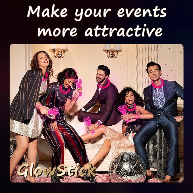 75 Glow Sticks Bracelets and Necklaces, 8'' Glowsticks Bulk Pack Bright Glow in the Dark Party Supplies for Kids (Pink)