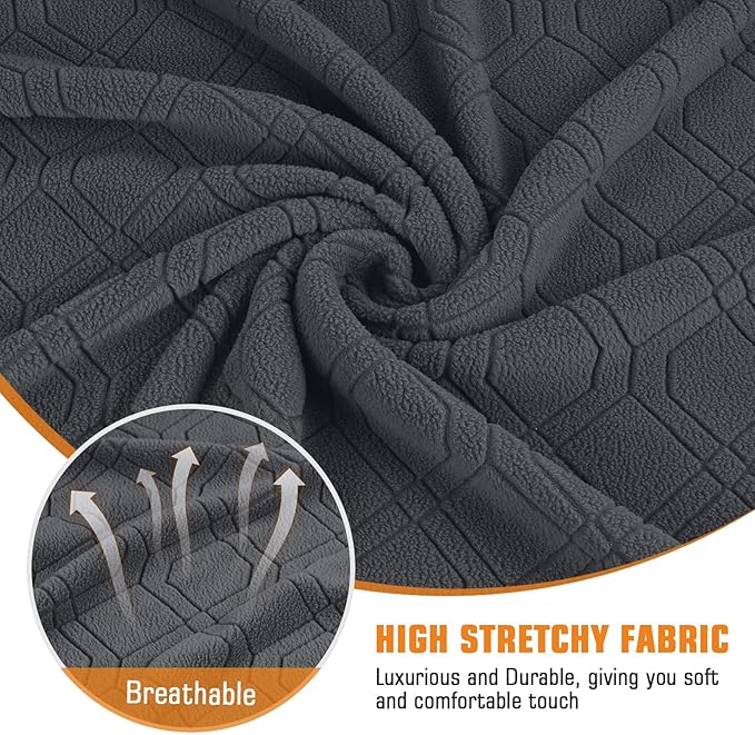 VANSOFY Recliner Cover, 2-Pieces Stretch Reclining Couch Cover with Pockets Loveseat Sofa Slipcovers Soft Washable Furniture Protector for Dogs Cats(Charcoal Gray)