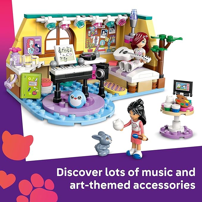 LEGO Friends Paisley's Room Building Toy - Pretend Play Set for Kids, Girls and Boys, Ages 6+ - with 2 Minidolls, Pet Bunny Figure, and Plushie-Style Piece - Gift Idea for Birthdays - 42647