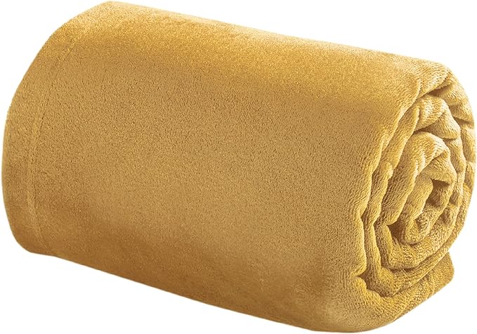 Bedsure GentleSoft Bedding Fleece Blanket for Girls and Boys - Soft Cozy Cute Small Throw Blankets for Travel, 43x55 Inches, Gold
