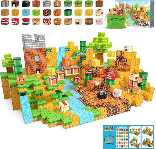 Fuwidvia Magnetic Blocks - 100PCS Magnets Cubes, Magnetic Building Blocks STEM Montessori Sensory Toys for 3 4 5 6 7 8-13 Year Old Boys Girls Birthday for Kids